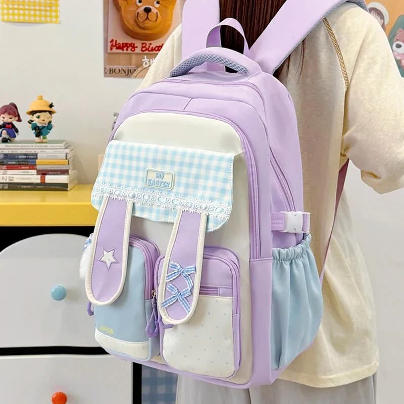 Gingham Bow Star Pocket Backpack — view 1 Gingham Bow Star Pocket Backpack — view 1
