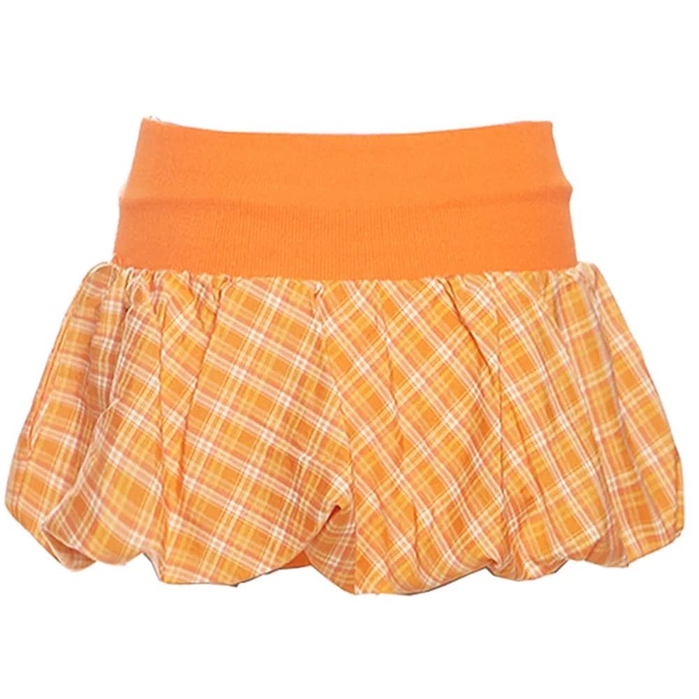Orange Checkered Bubble Skirt — view 2 Orange Checkered Bubble Skirt — view 2