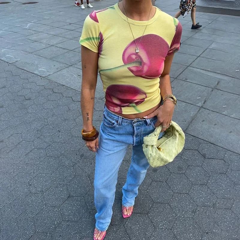 Y2K Cherry Baby Tee — view 2 Y2K Cherry Baby Tee — view 2