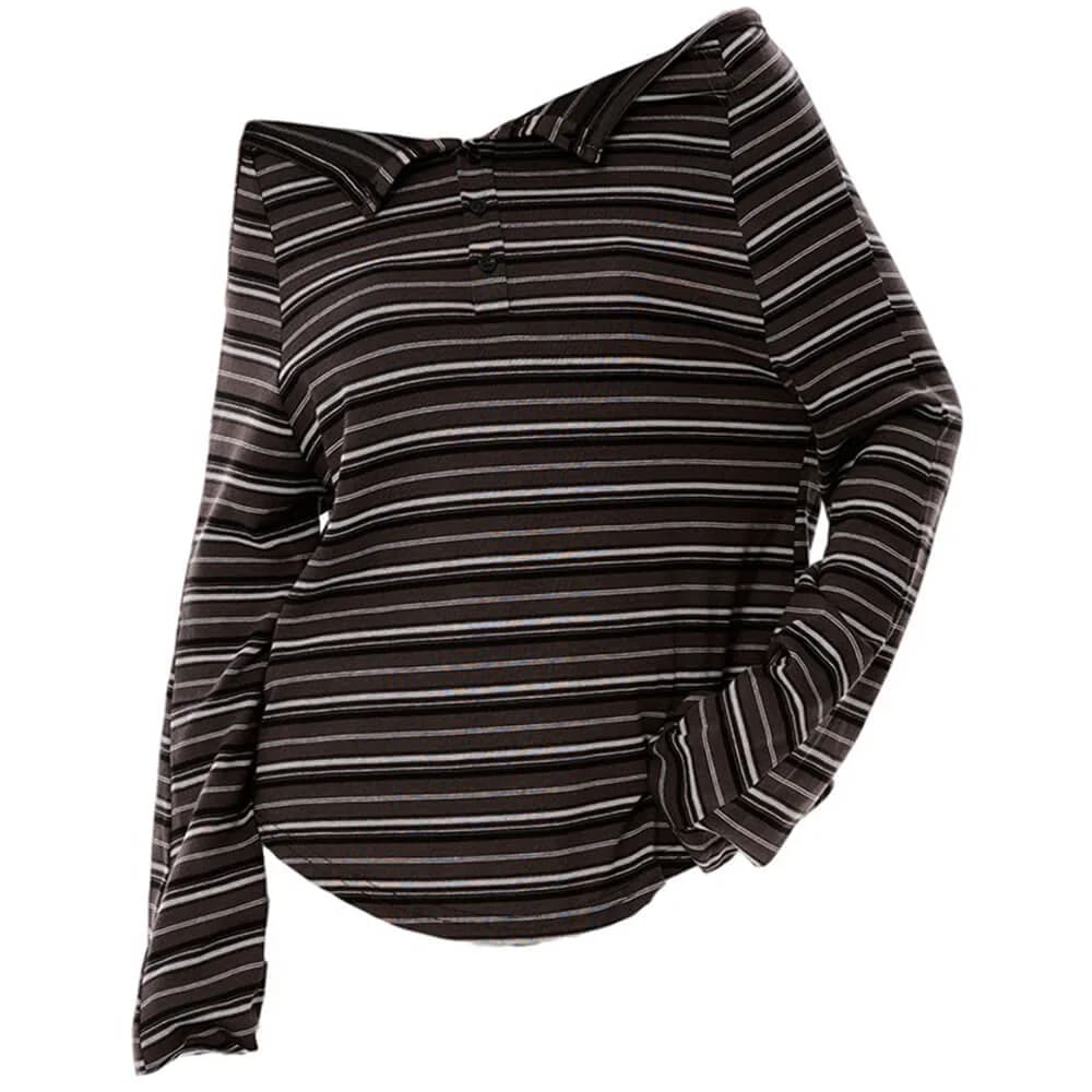 Y2K Off-Shoulder Henley Longsleeve — view 1 Y2K Off-Shoulder Henley Longsleeve — view 1