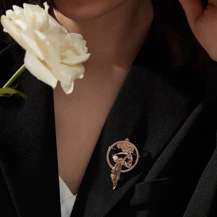Vintage Aesthetic Girl with a Pearl Brooch — view 2 Vintage Aesthetic Girl with a Pearl Brooch — view 2