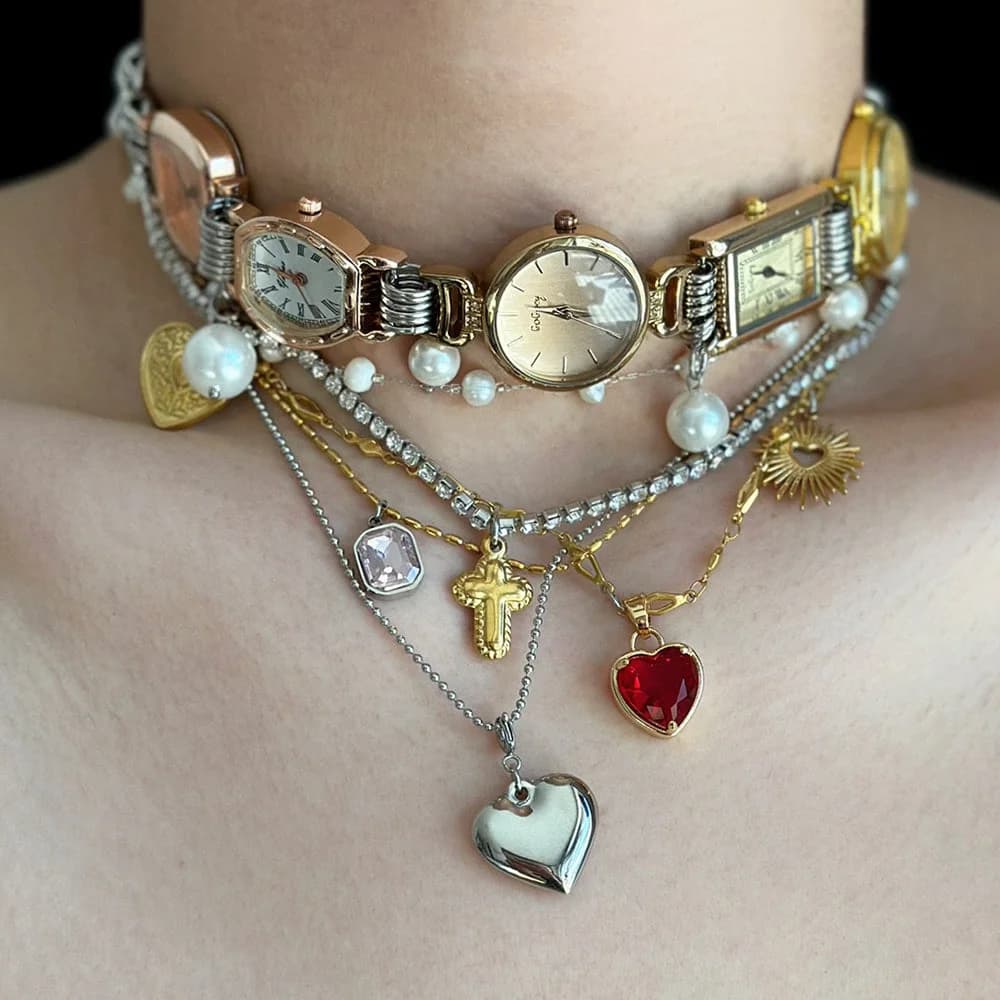 Vintage Layered Charm Necklace Set — view 2 Vintage Layered Charm Necklace Set — view 2