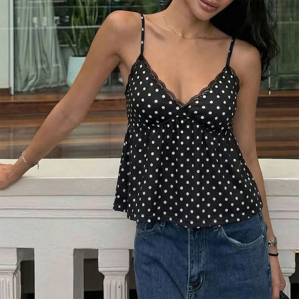 Coquette Girl Polka Dot Tank Top — view 2 Coquette Girl Polka Dot Tank Top — view 2