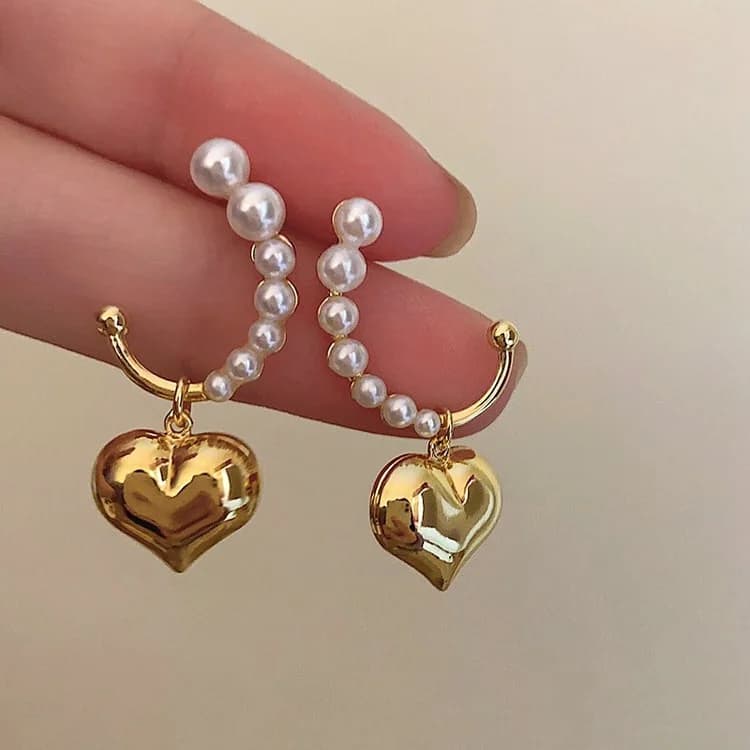 Coquette Aesthetic Mini Heart Earrings — view 2 Coquette Aesthetic Mini Heart Earrings — view 2