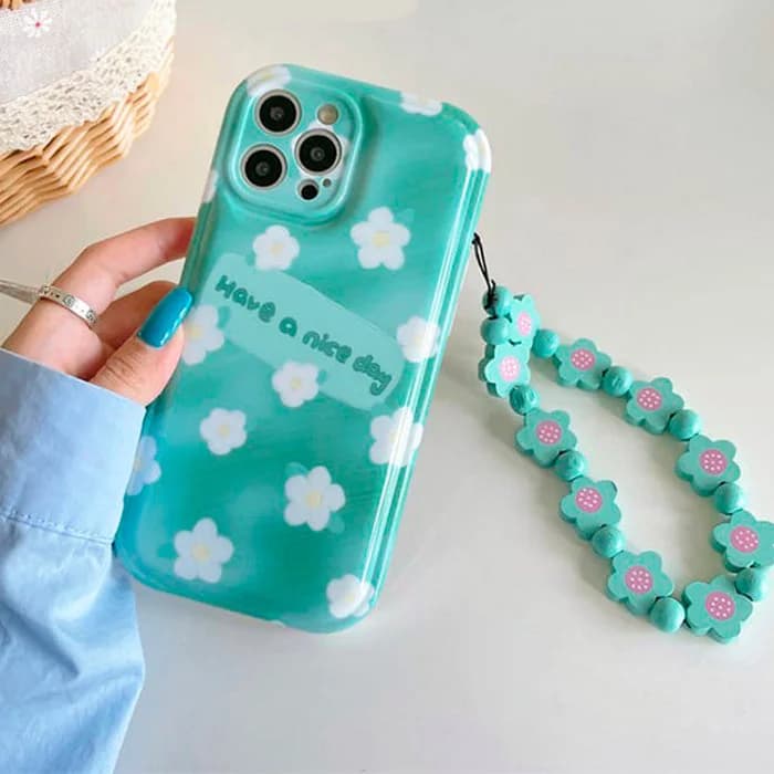 Blue Floral Chain iPhone Case — view 1 Blue Floral Chain iPhone Case — view 1