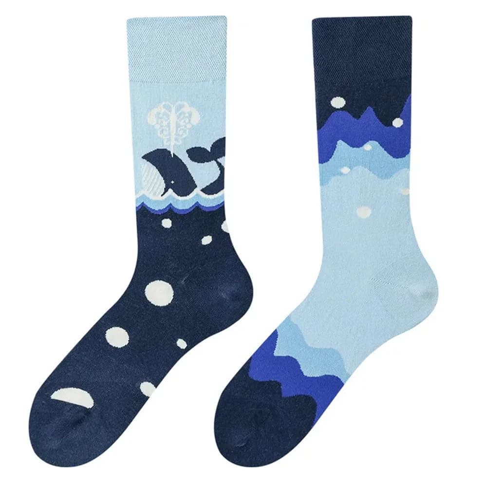 Blue Whale Mismatched Socks — view 1 Blue Whale Mismatched Socks — view 1