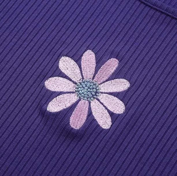 Purple Daisy Crop Top — view 2 Purple Daisy Crop Top — view 2