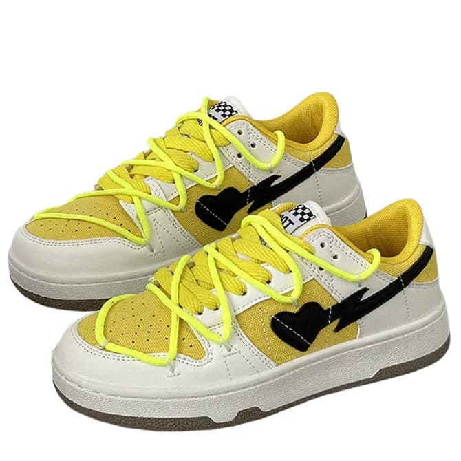 Yellow & Black Heart Aesthetic Sneakers — view 1 Yellow & Black Heart Aesthetic Sneakers — view 1