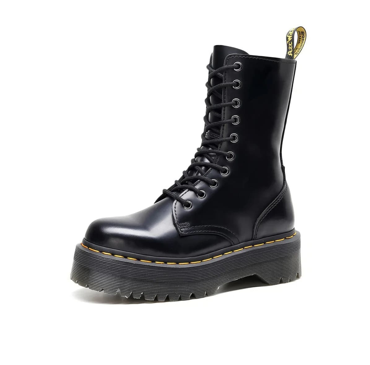 Side Zip Lace-Up Platform Combat Boots — view 1 Side Zip Lace-Up Platform Combat Boots — view 1