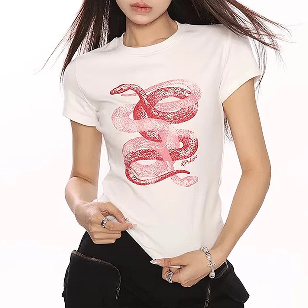 Snake Graphic Fitted T-Shirt — view 1 Snake Graphic Fitted T-Shirt — view 1