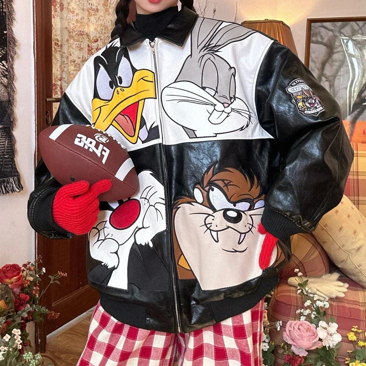 90s Style Oversized Leather Jacket — view 1 90s Style Oversized Leather Jacket — view 1