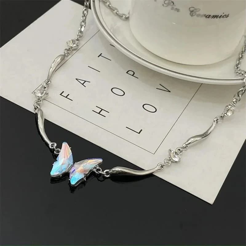 Crystal Wings Butterfly Choker Necklace — view 1 Crystal Wings Butterfly Choker Necklace — view 1
