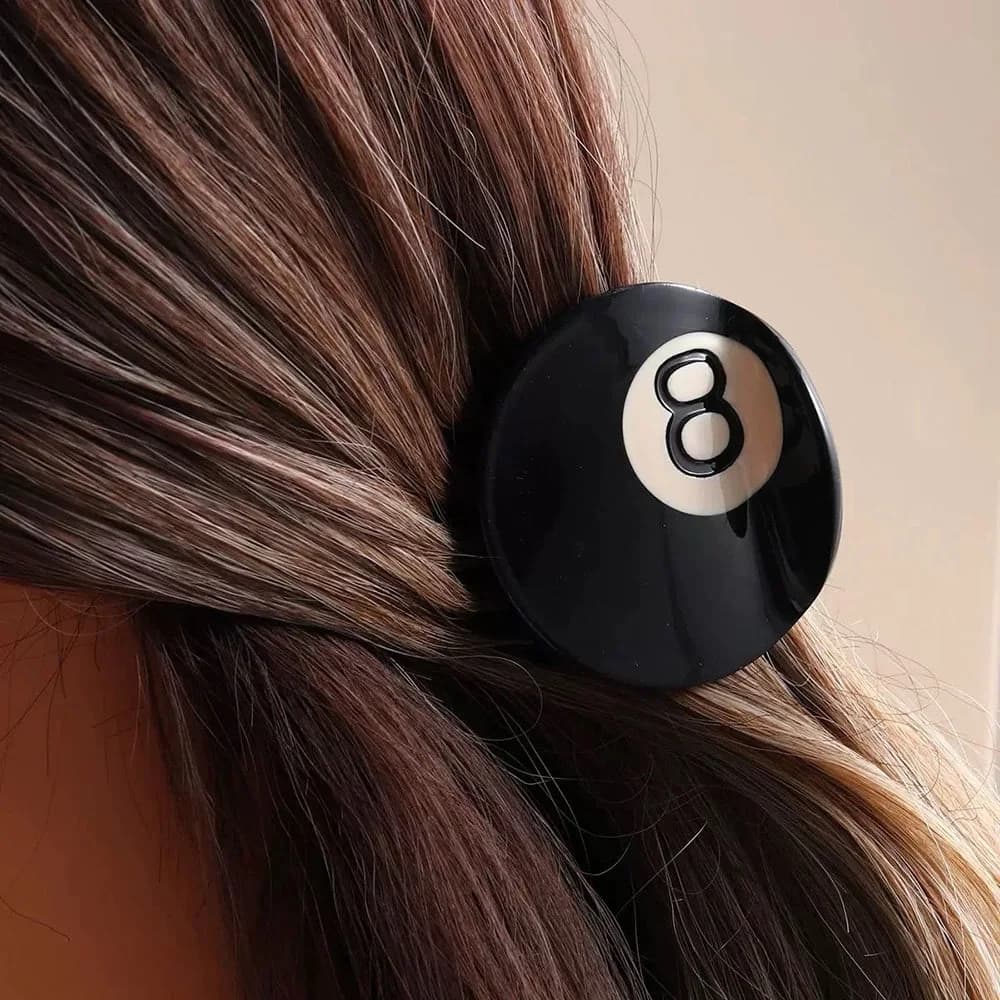 Billiard 8 Ball Hair Clip — view 2 Billiard 8 Ball Hair Clip — view 2
