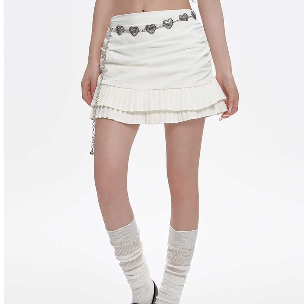 Milk White Double-Layer Mini Skirt — view 2 Milk White Double-Layer Mini Skirt — view 2