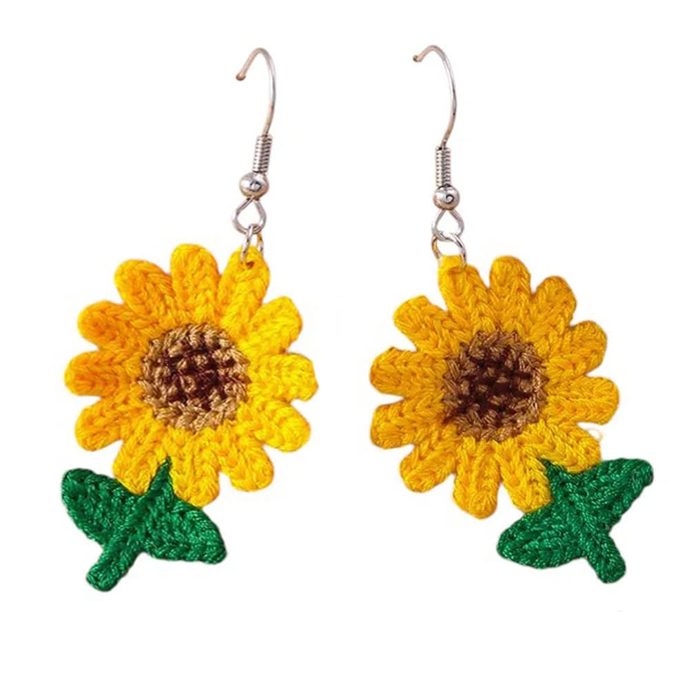 Crochet Sunflower Earrings — view 1 Crochet Sunflower Earrings — view 1