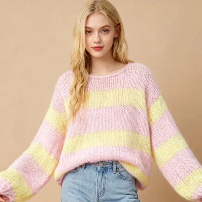 Pastel Daydream Striped Sweater — view 2 Pastel Daydream Striped Sweater — view 2