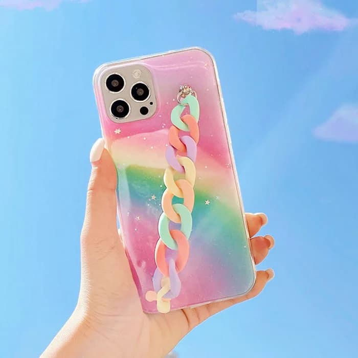 Pastel Rainbow Chain iPhone Case — view 2 Pastel Rainbow Chain iPhone Case — view 2