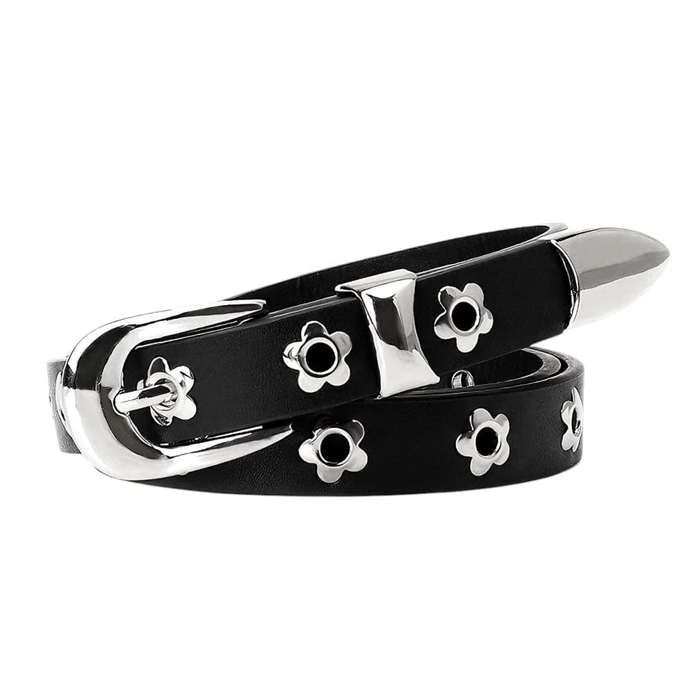 Indie Flower Thin Leather Belt — view 2 Indie Flower Thin Leather Belt — view 2