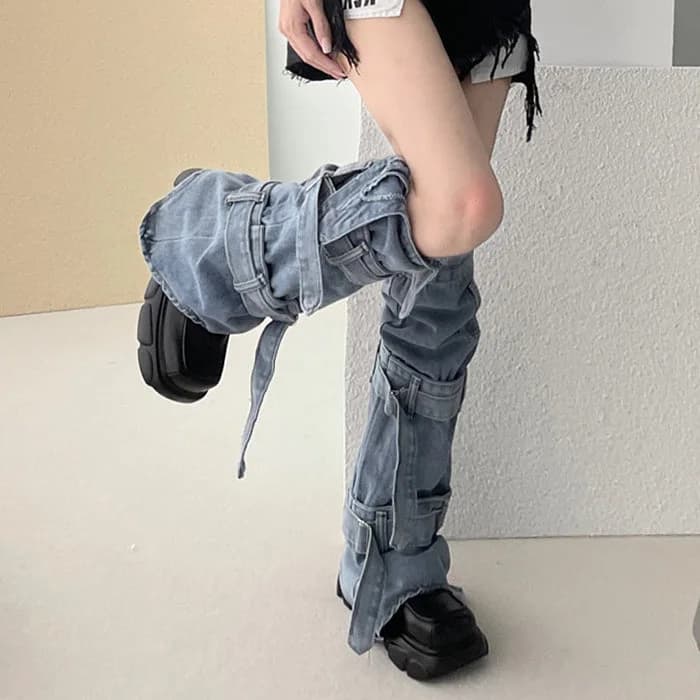 Denim Leg Warmers — view 2 Denim Leg Warmers — view 2