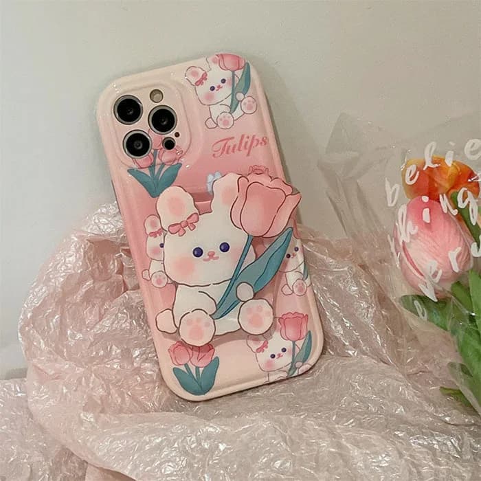 Tulips Bunny iPhone Case — view 2 Tulips Bunny iPhone Case — view 2