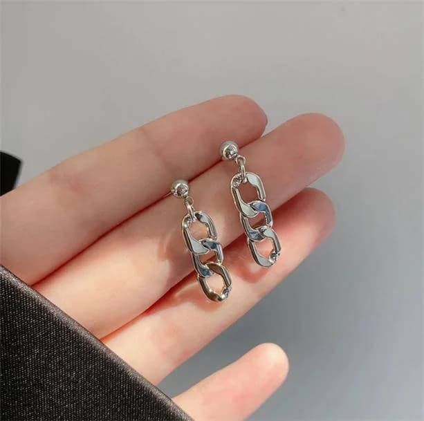 Metallic Chain Earrings — view 2 Metallic Chain Earrings — view 2