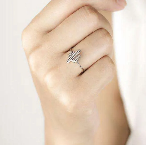 Sterling Silver Cactus Ring - Resizable — view 2 Sterling Silver Cactus Ring - Resizable — view 2