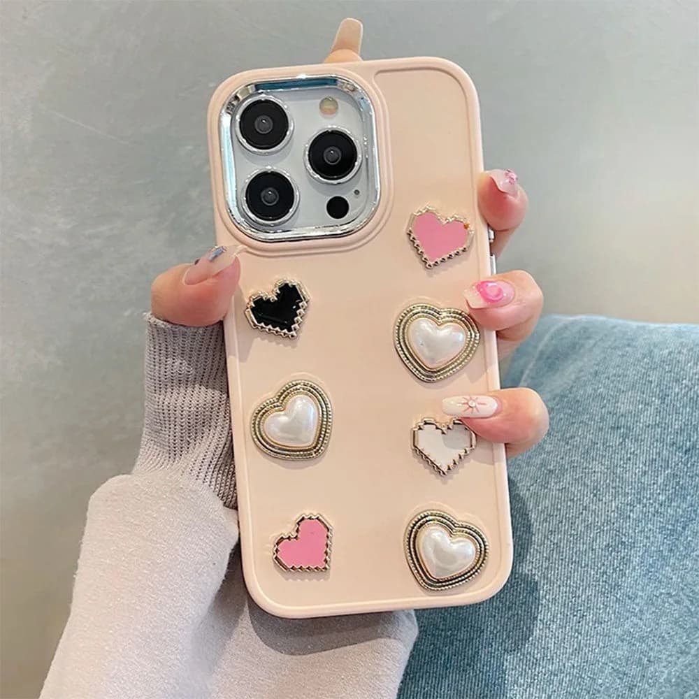 Soft Girl Aesthetic Hearts iPhone Case — view 2 Soft Girl Aesthetic Hearts iPhone Case — view 2