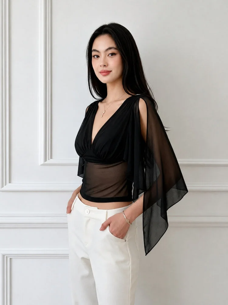 Draped Sleeve Blouse — view 2 Draped Sleeve Blouse — view 2