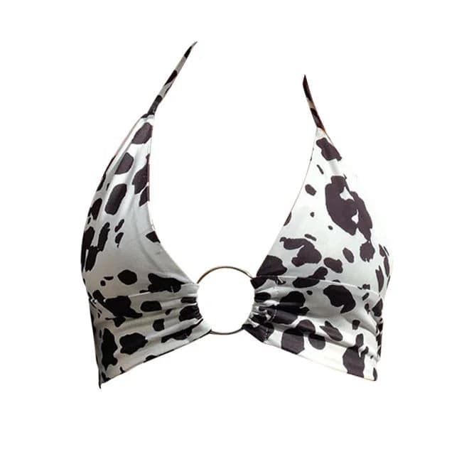 Cow Print O-Ring Crop Top — view 1 Cow Print O-Ring Crop Top — view 1