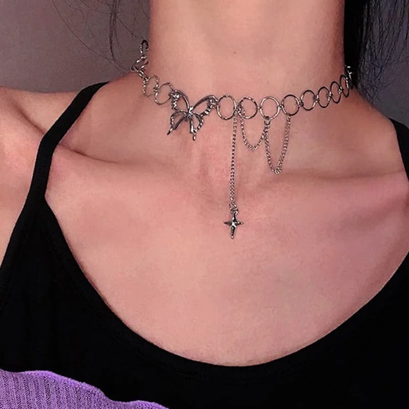 Butterfly Dainty Chain Choker — view 1 Butterfly Dainty Chain Choker — view 1