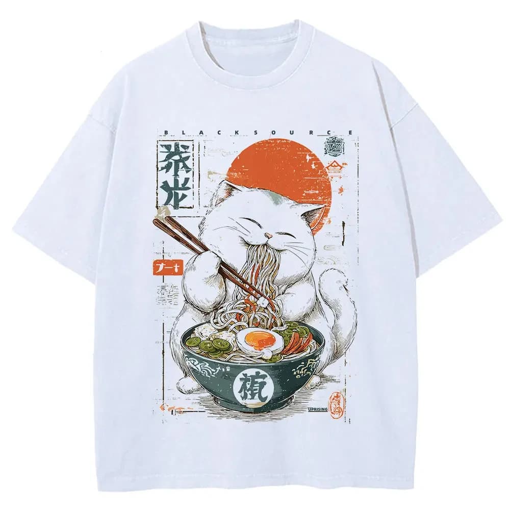Cat Ramen Graphic T-Shirt — view 2 Cat Ramen Graphic T-Shirt — view 2
