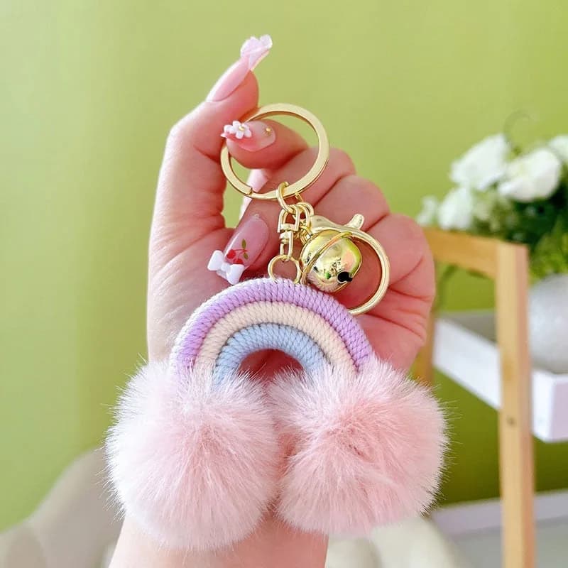Fluff Ball Rainbow Keychain — view 2 Fluff Ball Rainbow Keychain — view 2