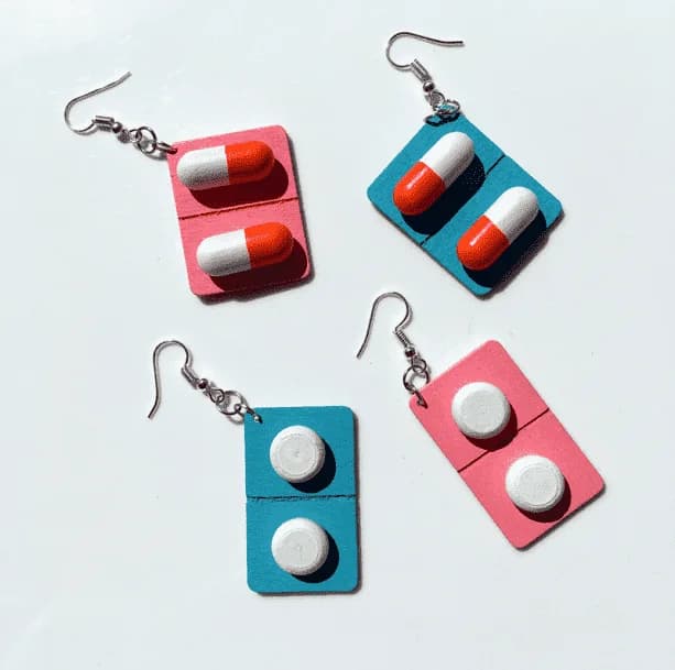 Wooden Pills Earrings — view 1 Wooden Pills Earrings — view 1
