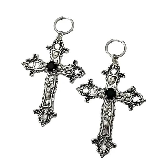 Gothic Aesthetic Cross Earrings — view 2 Gothic Aesthetic Cross Earrings — view 2