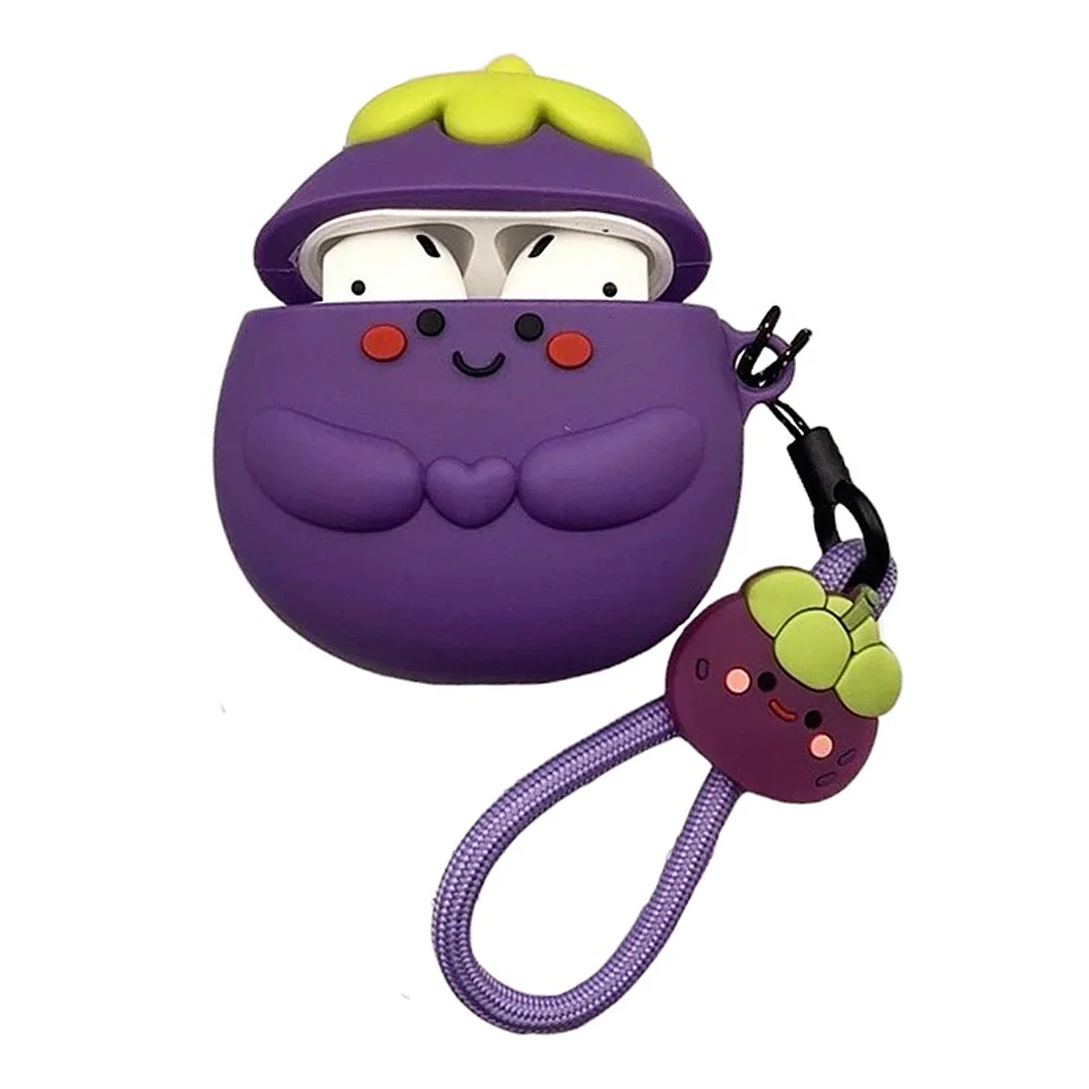 Smiling Eggplant AirPods Case — view 1 Smiling Eggplant AirPods Case — view 1