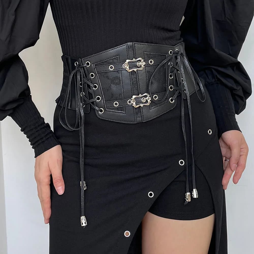 Gothic Aesthetic Leather Corset — view 2 Gothic Aesthetic Leather Corset — view 2
