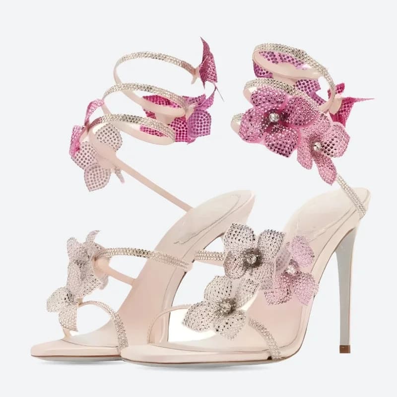 Fairycore Floral Rhinestone Heels — view 2 Fairycore Floral Rhinestone Heels — view 2