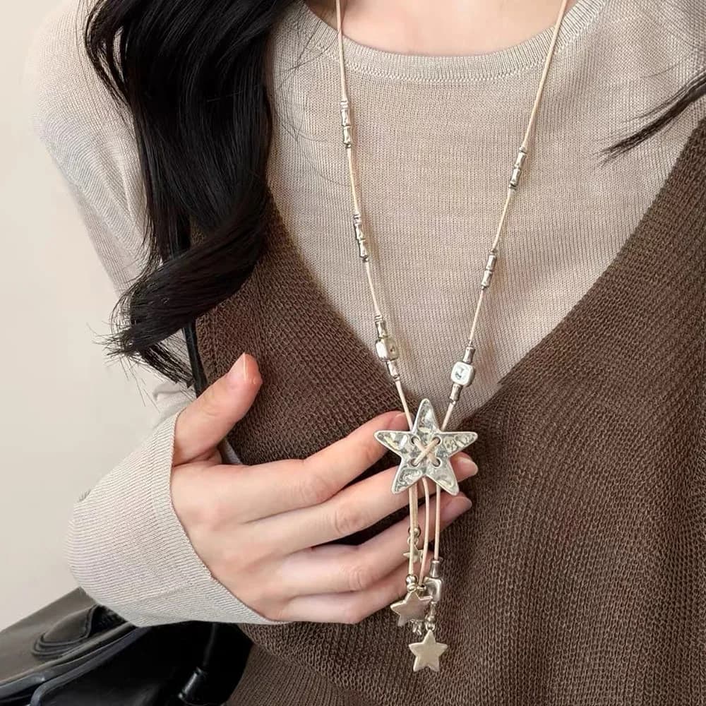 Long Star Charm Necklace — view 2 Long Star Charm Necklace — view 2