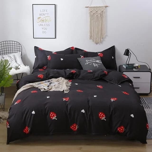 Strawberry Black Bed Set — view 1 Strawberry Black Bed Set — view 1