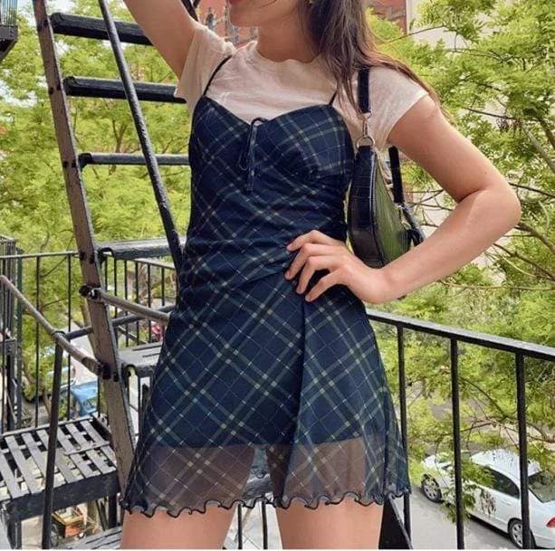 90s Plaid Mini Dress — view 2 90s Plaid Mini Dress — view 2