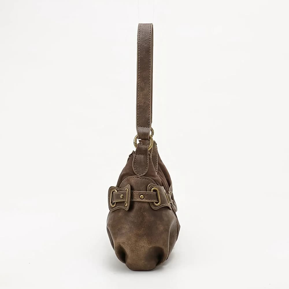 Brown Buckle Strap Shoulder Bag — view 2 Brown Buckle Strap Shoulder Bag — view 2