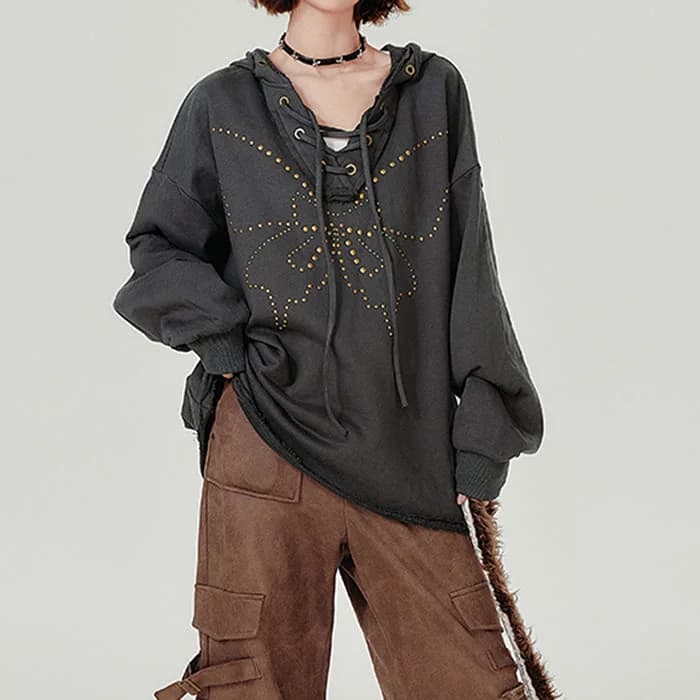 Fairy Grunge Studded Butterfly Hoodie — view 3 Fairy Grunge Studded Butterfly Hoodie — view 3