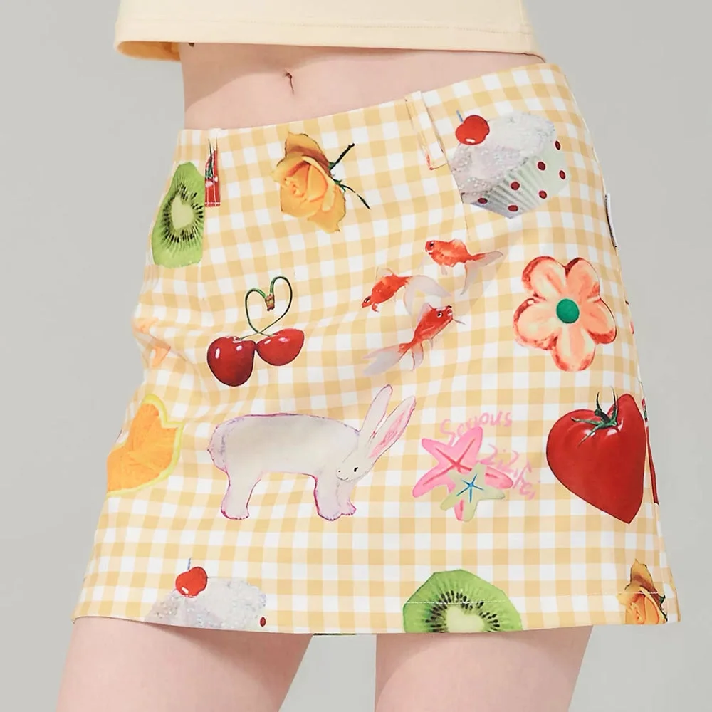 Cottagecore Aesthetic Gingham Skirt — view 2 Cottagecore Aesthetic Gingham Skirt — view 2