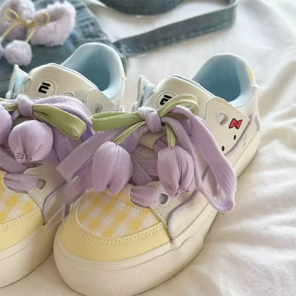 Yellow Tulip Aesthetic Sneakers — view 2 Yellow Tulip Aesthetic Sneakers — view 2