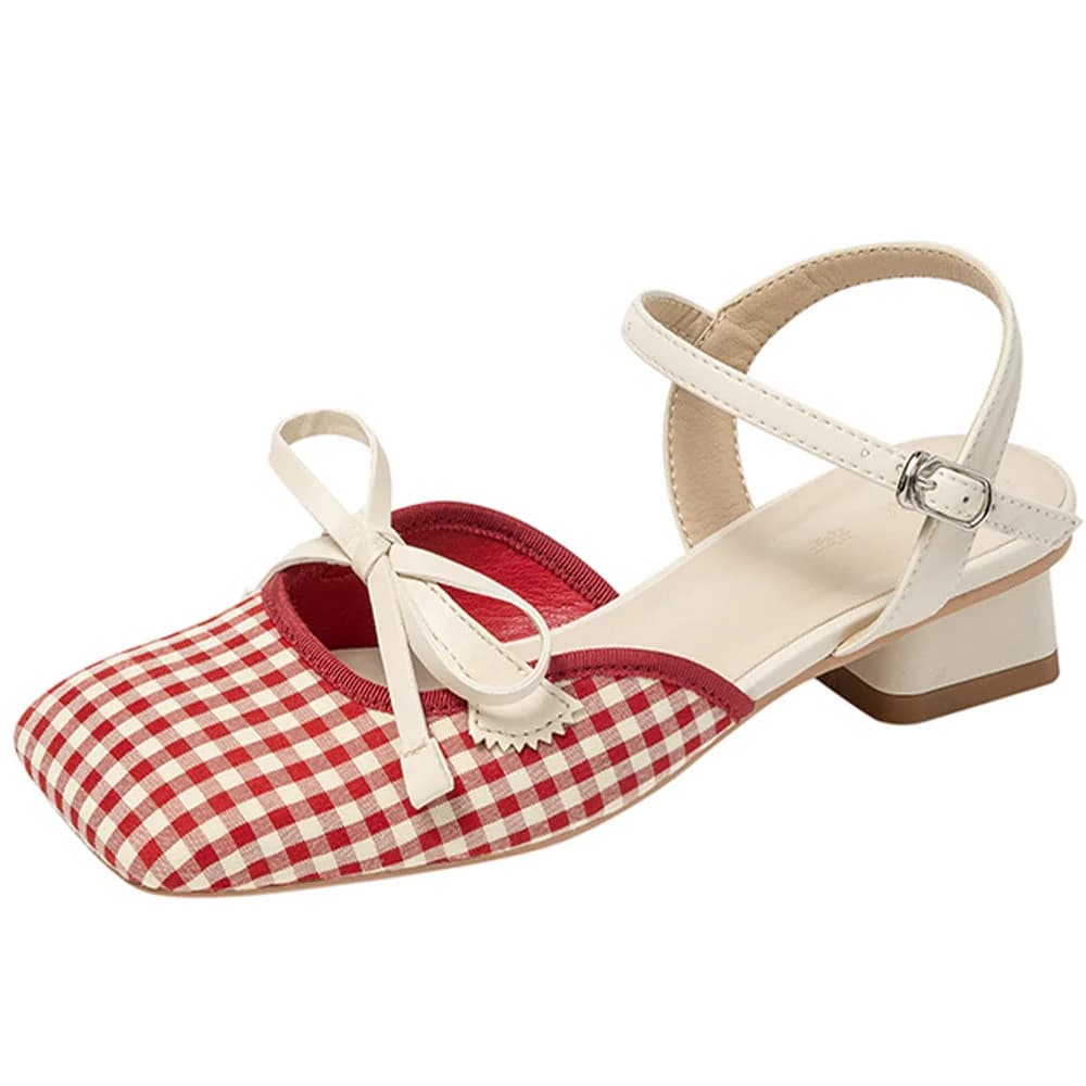 Preppy Gingham Bow Sandals — view 3 Preppy Gingham Bow Sandals — view 3