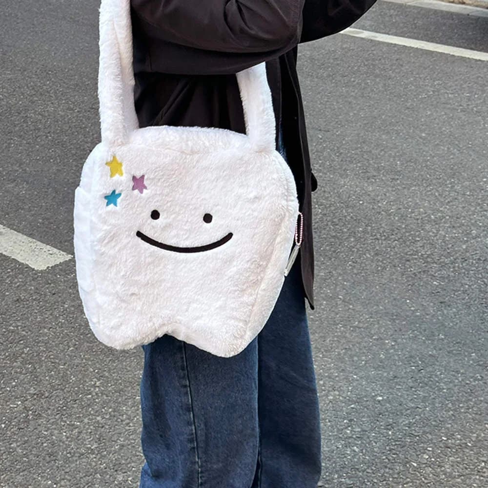Cute Tooth Plush Tote — view 3 Cute Tooth Plush Tote — view 3