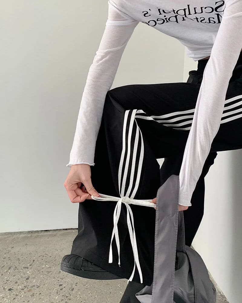 Bow Tie Side Stripe Pants — view 2 Bow Tie Side Stripe Pants — view 2