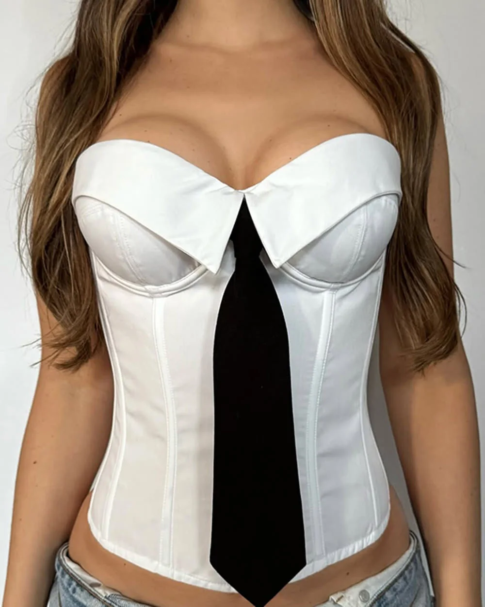 Office Siren Tie Corset Top — view 2 Office Siren Tie Corset Top — view 2