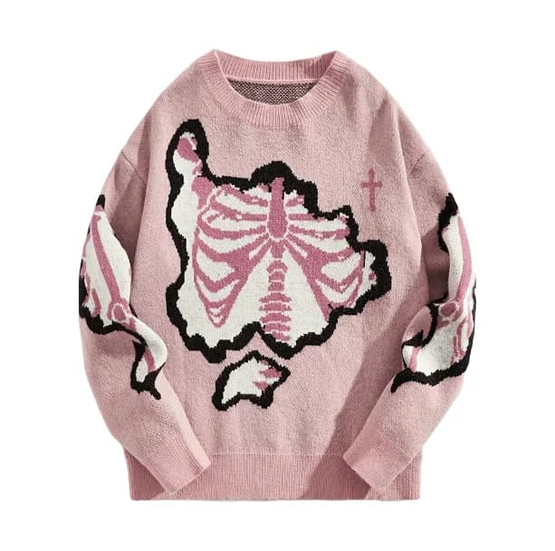 Pastel Pink Skeleton Sweater — view 1 Pastel Pink Skeleton Sweater — view 1