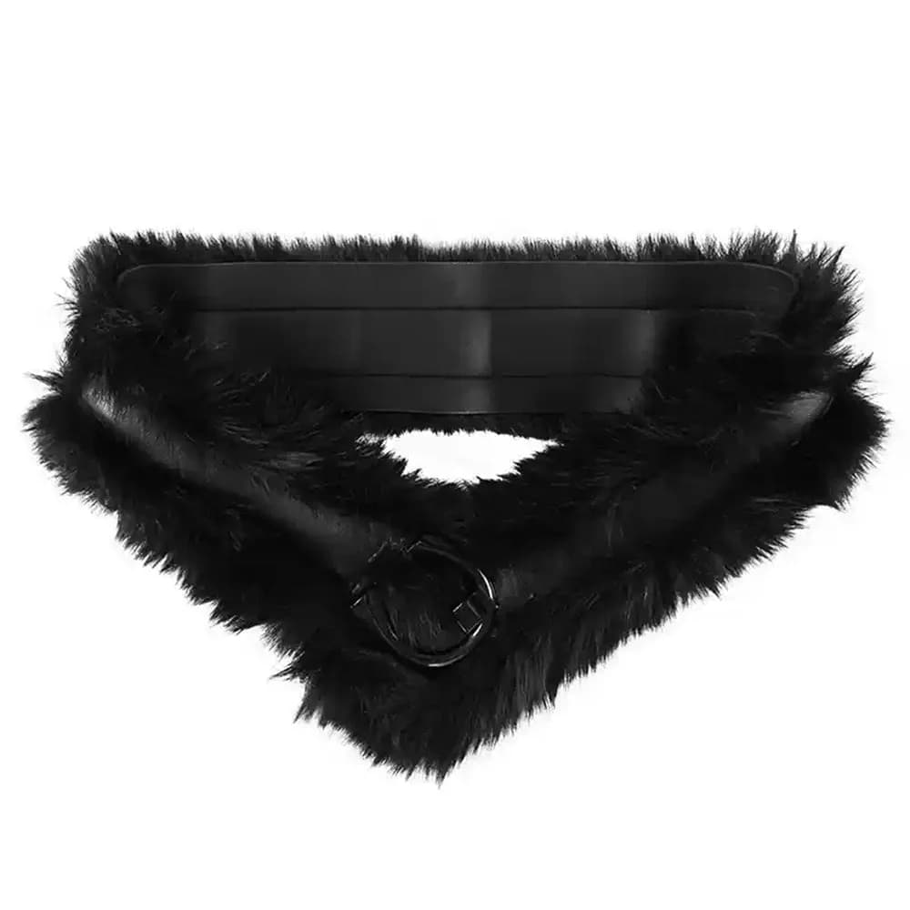2000s Faux Fur Leather Belt — view 2 2000s Faux Fur Leather Belt — view 2